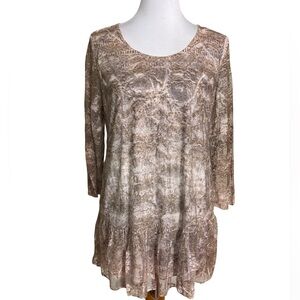 Cal Style Tan Boho Tunic Top Women's Chic